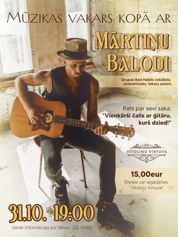 Mūzikas vakars kopā ar Mārtiņu Balodi
