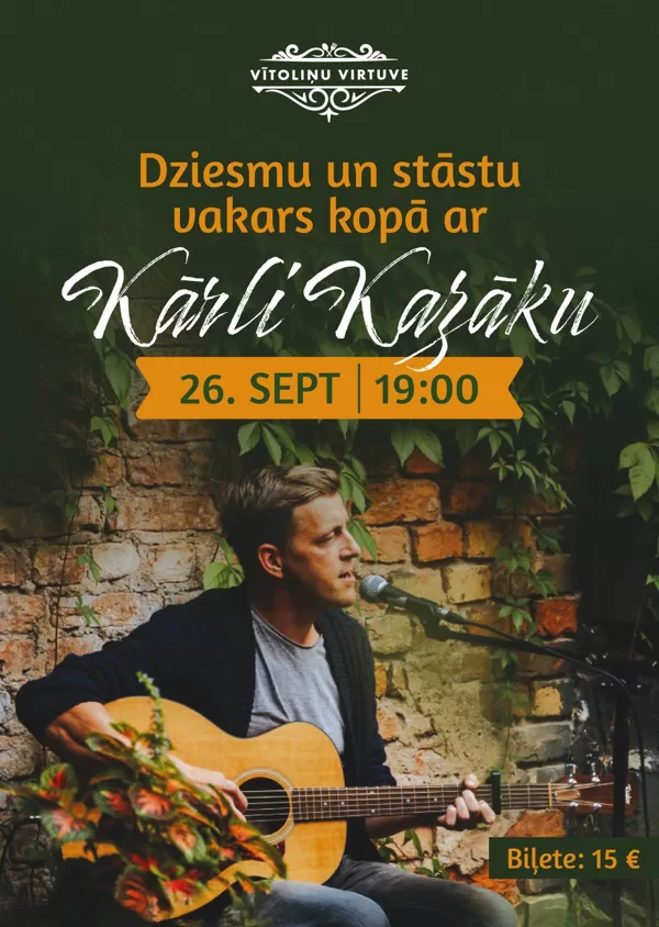 Dziesmu un stāstu vakars kopā ar Kārli Kazāku